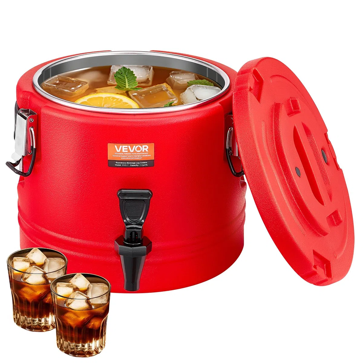VEVOR Distributore di Bevande Isolato da 8 L Distributore di Bevande Calde e Fredde Termiche con Rubinetto, Interno in Acciaio Inossidabile 304, per Tè, Caffè, Ristoranti, Esterni, Uso Versatile
