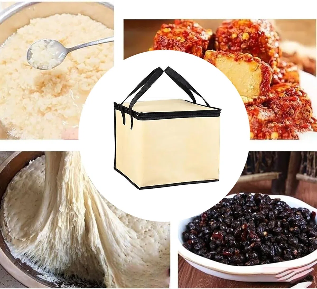 Scatola per lievitazione dell'impasto pieghevole, scatola per lievitazione dell'impasto con riscaldatore + maniglia, 3 regolazioni di temperatura, riutilizzabile, riscaldamento a bassa
