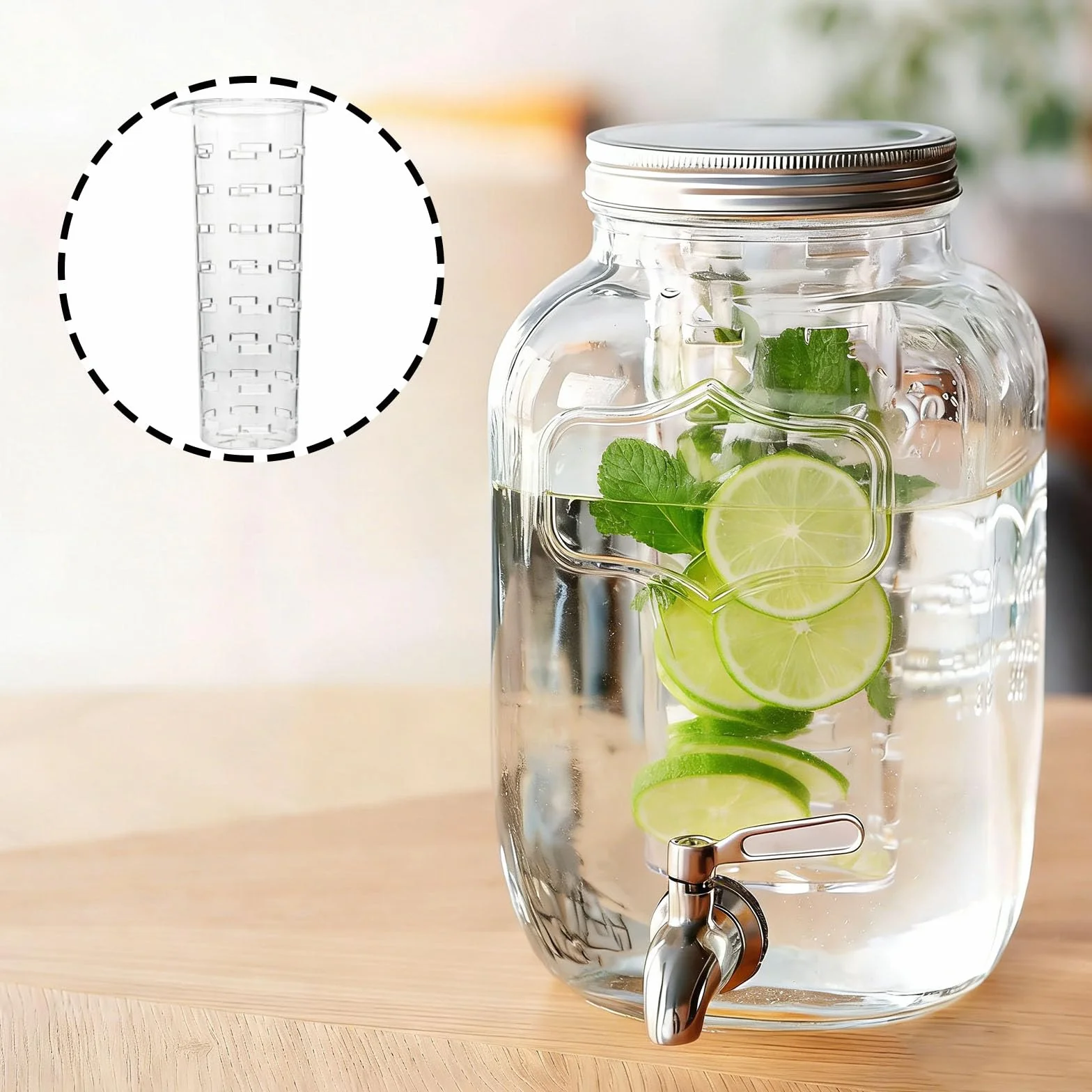 2 infusori per frutta, dispenser di bevande, per succhi di frutta, in acrilico di alta qualità, ideale per dispenser di bevande, bevande alla frutta, casa, bar, campeggio