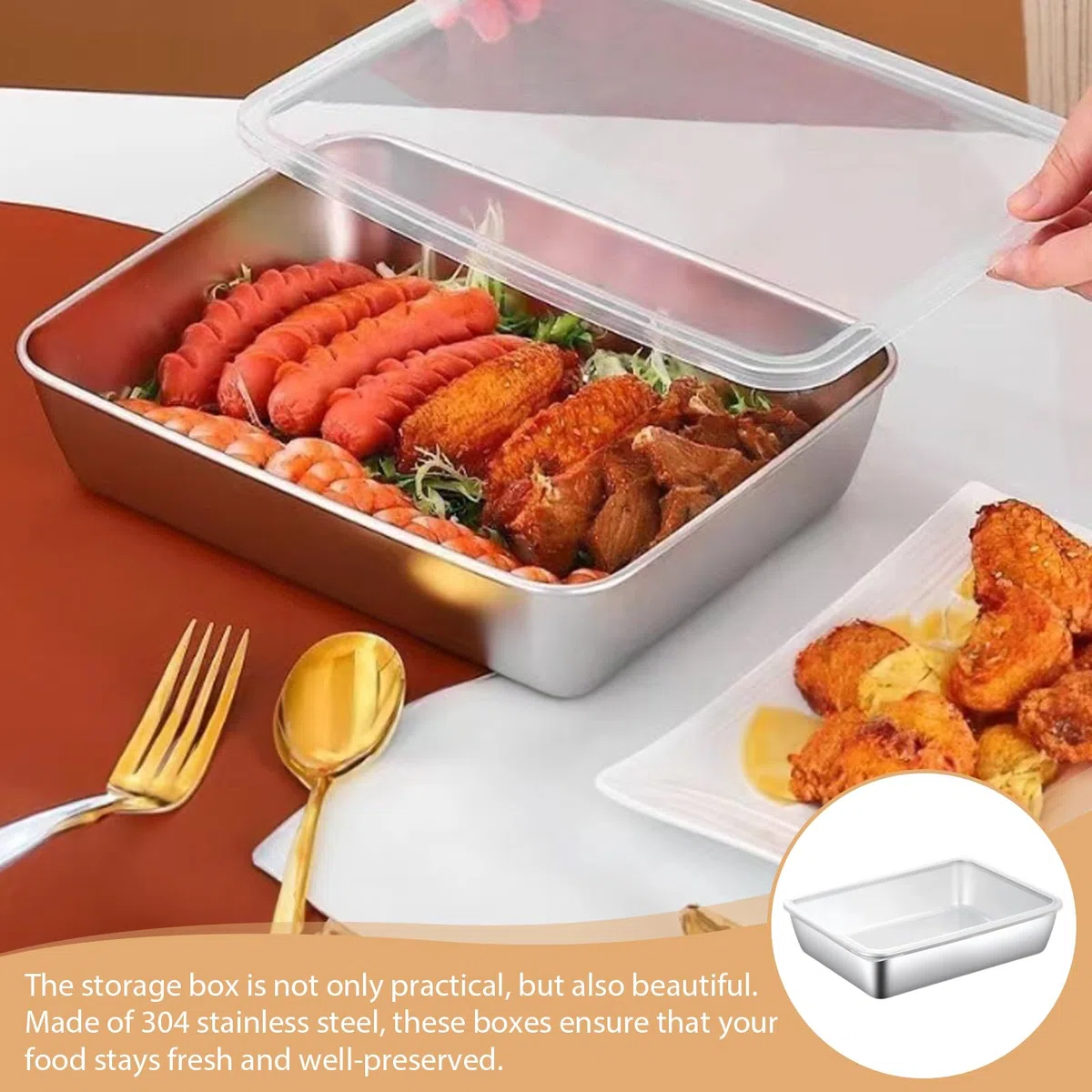 5 contenitori per affettati per frigorifero, contenitori per congelatore in acciaio inox con coperchio, contenitori ermetici con coperchio, box impilabili in acciaio inox, meal prep box per formaggio