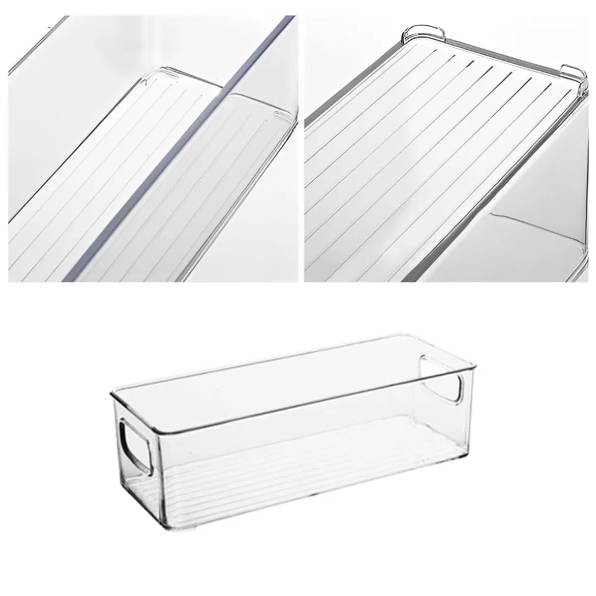 2 Pezzi Contenitori Alimentari Organizer, Contenitori Frigo Impilabili, Organizer Frigorifero Trasparenti, per Frigoriferi, Congelatori e Armadietti