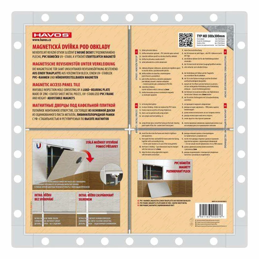 Porta per botola d’ispezione, piastrellabile magneticamente 400 x 250 mm.