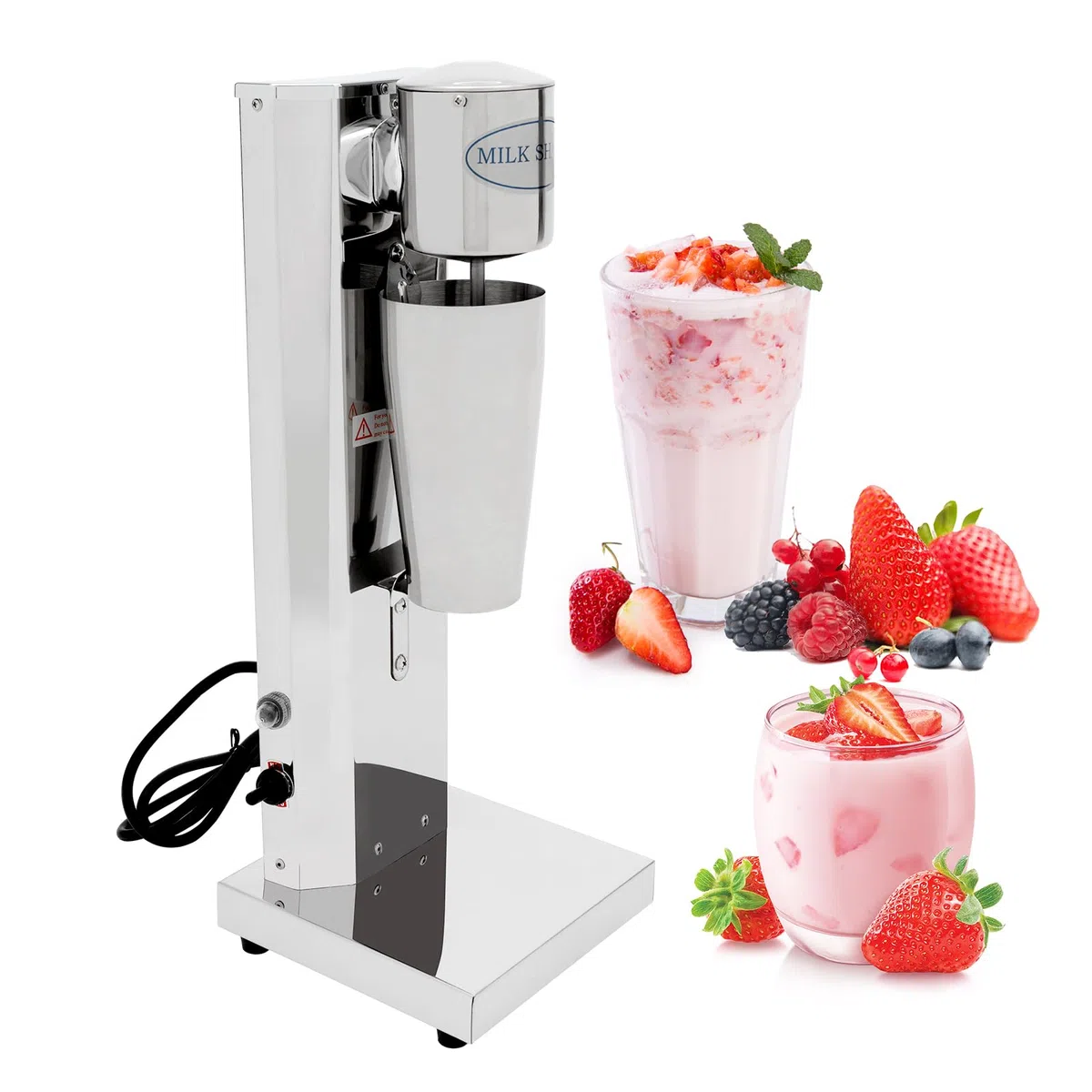 Frullatore per frappè, 180 W, elettrico, in acciaio inox, frullatore a base d'uovo, frullatore, per tè al latte, frappè, caffè, frullati, 18000RPM, 650 ml, testa singola
