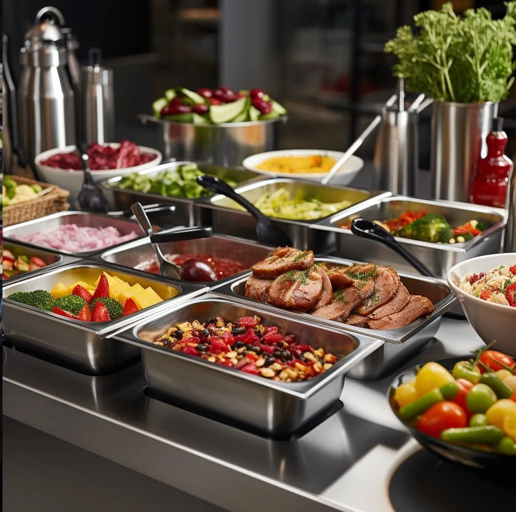 Contenitore GN 1/1 in acciaio inox 530 x 325 mm, impilabile e antiruggine, contenitore GN, accessori per la ristorazione, eventi e catering, in robusto acciaio da 0,7 mm, (150 mm – 21 L)