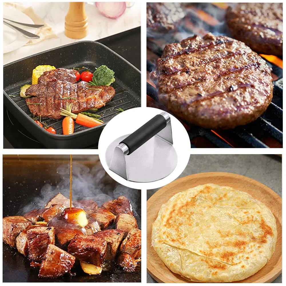 Smash Burger Press, 5,5 Pollici Pressa per Hamburger, Professionale Pressa per Hamburger in Acciaio Inox,Pressa per Biscotti Hamburger per Piastra Piatta Griglia, Bistecche, Panini, Barbecue