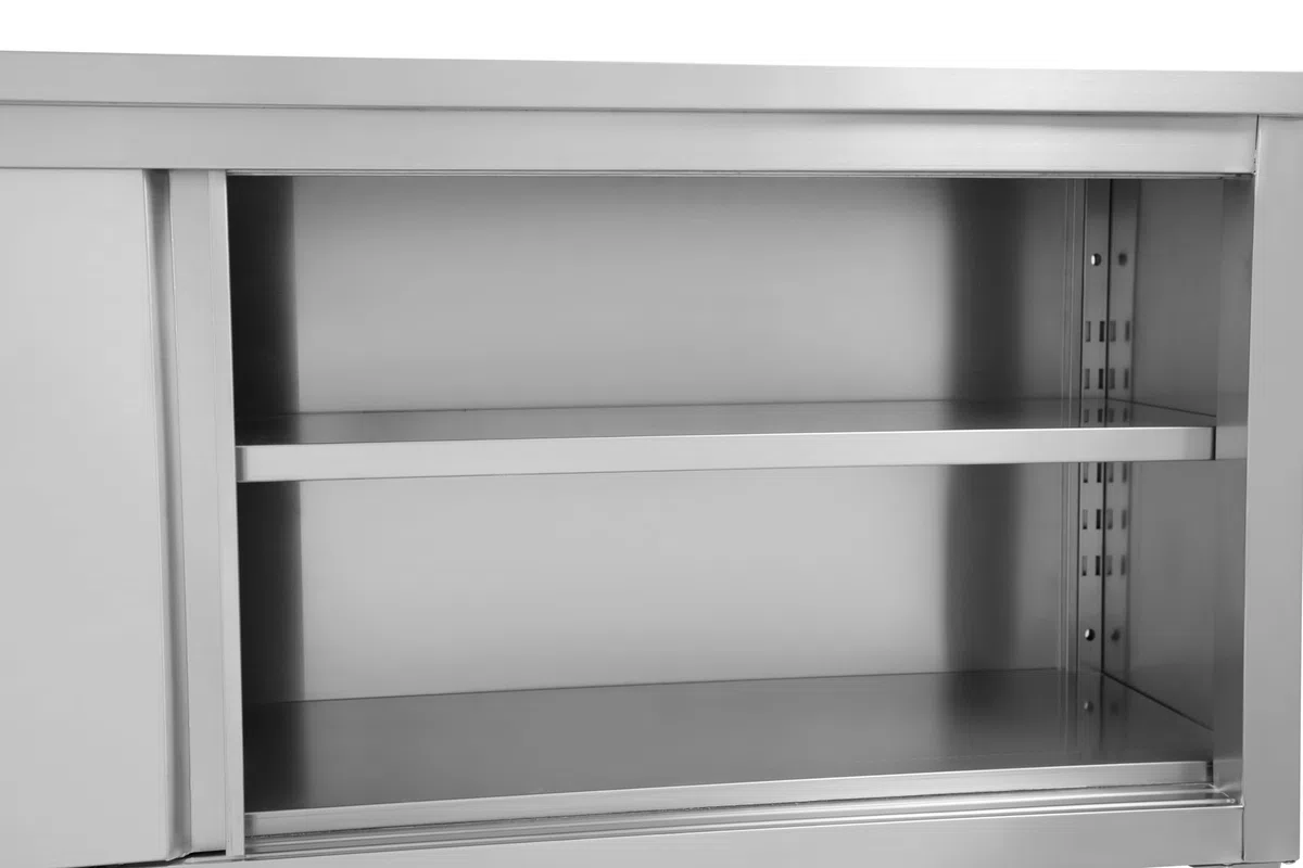 METRO Professional Armadio pensile per cucine professionali GWCB1140, acciaio inox, 140 x 40 x 65 cm, con 2 porte scorrevoli, argento