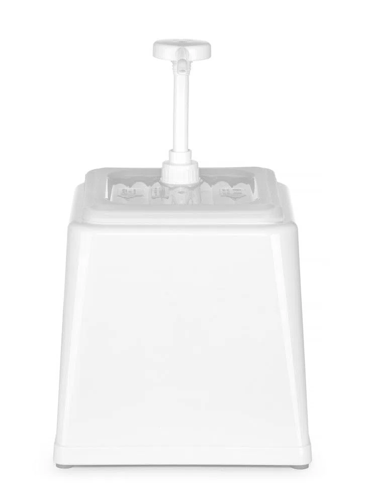 HENDI Dosatore per salse con pompa, distributore di condimenti, dispenser riutilizzabile, senza BPA, capacità: 2,5 L, dosaggio: 20 ml, 230x210x(H)327mm, bianco, ABS, polipropilene