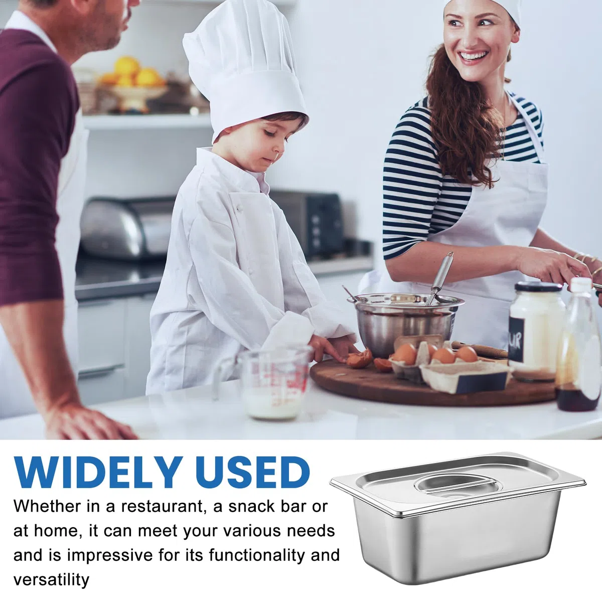 Set di 2 vaschette per il paniere in acciaio inox con coperchio, impilabili per ristoranti, feste di famiglia, accessori per la gastronomia (32,5 x 17,5 x 6,5 cm)