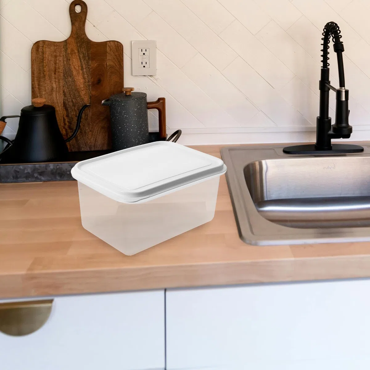 Contenitore per Lievitazione Impasto Pane 4L in Plastico con Coperchio, Design Multifunzionale Migliorato per Panettieri Domestici e Piani Cucina