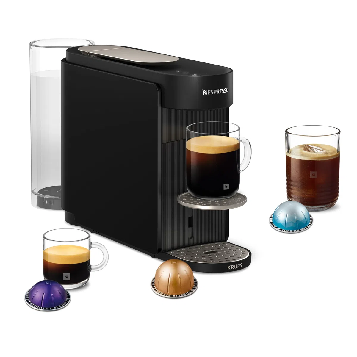 Nespresso Vertuo UP Krups XN9408K con 100 Capsule Incluse, Nuova Macchina caffè, Black, Sistema Capsule Nespresso Vertuo