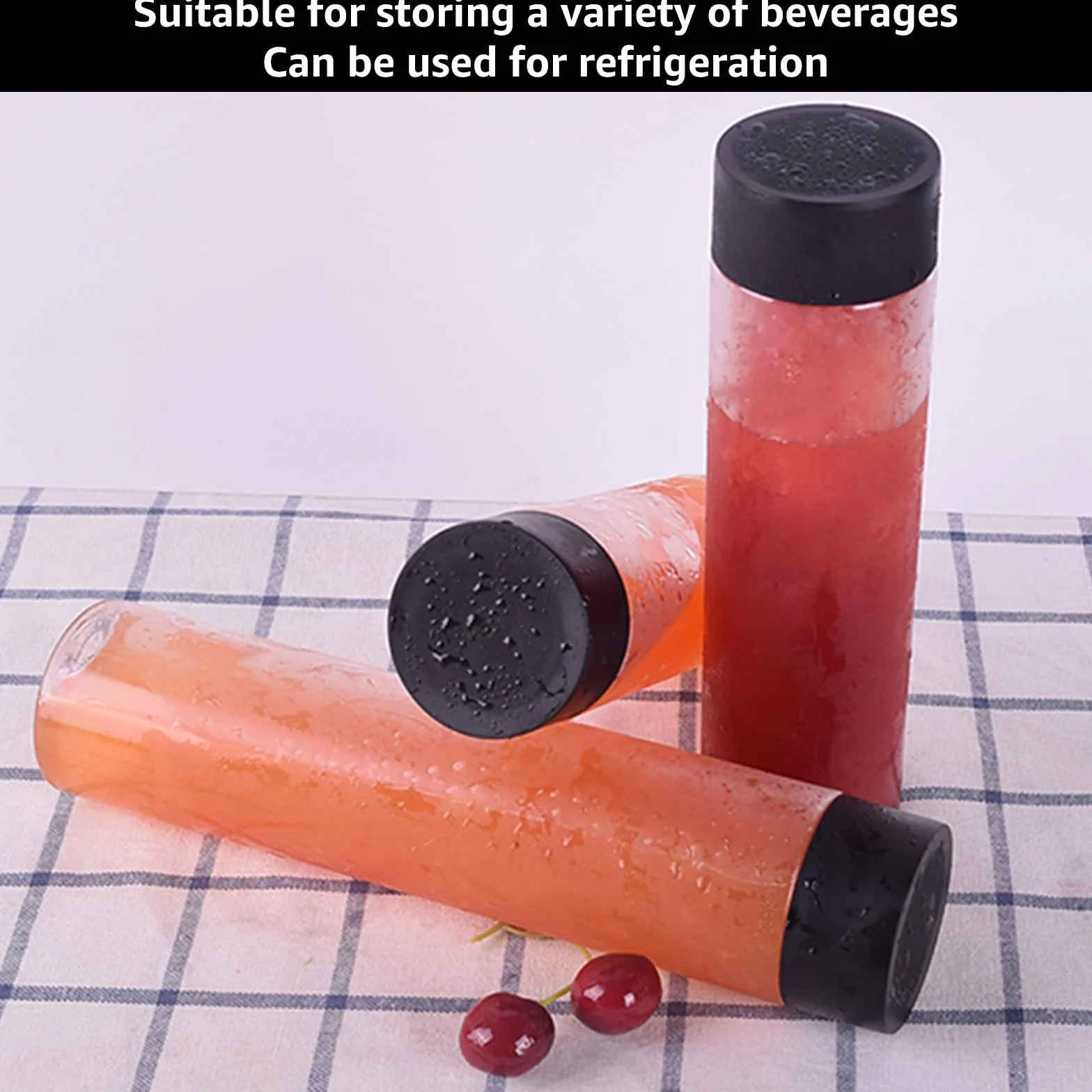 DAJAVE 18Pcs Bottiglie di Succo di Plastica Trasparente in Pet 500ML Bottiglia Plastica Riutilizzabile, Contenitori per Bevande, Svuotare Le Bottiglie di Bevande Frullato con Coperchi per Acqua Succo