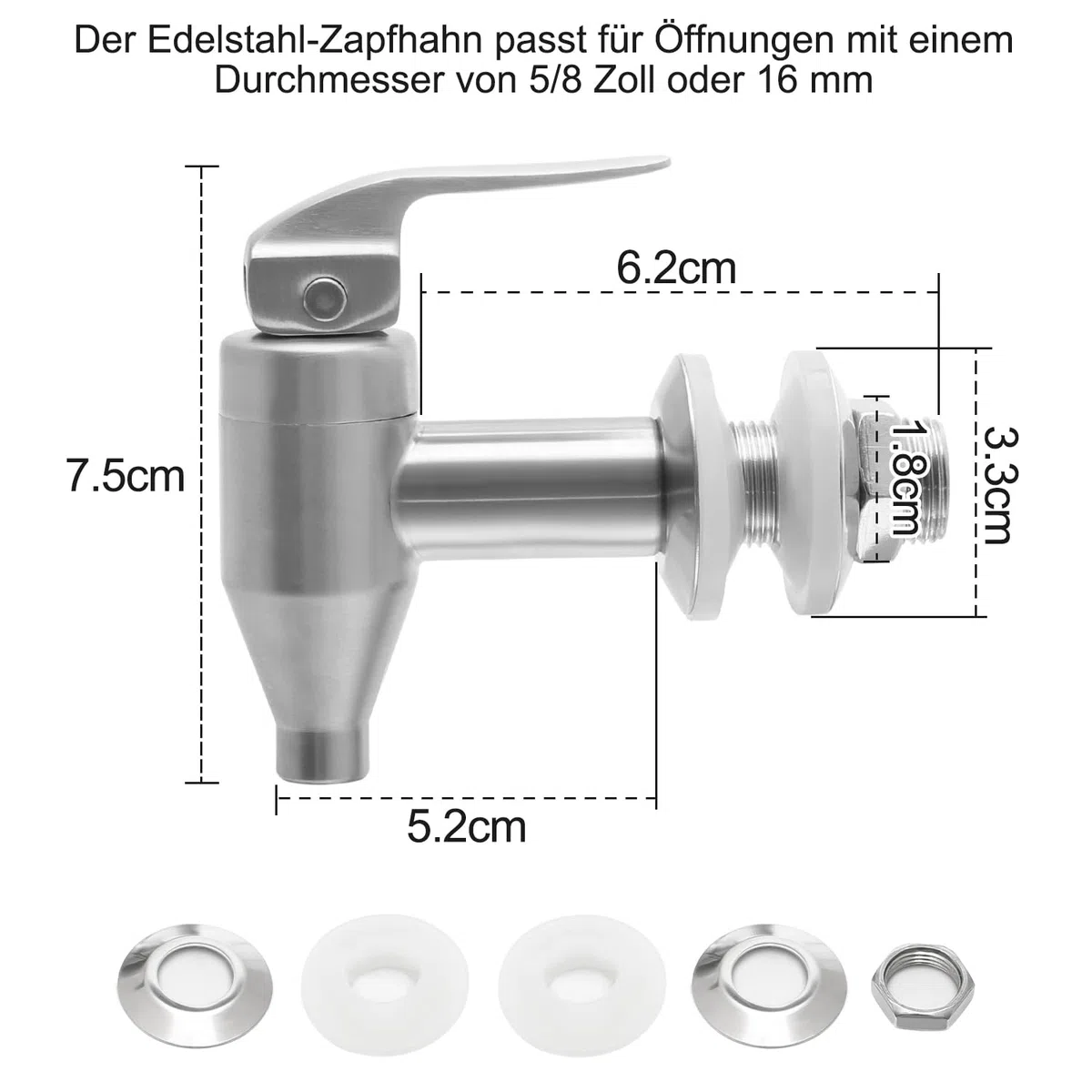 Rubinetto Dispenser Acciaio Inox 304, Rubinetto per Distributore Bevande Ricambio, Rubinetto Dispenser per Birra a Casa e Feste