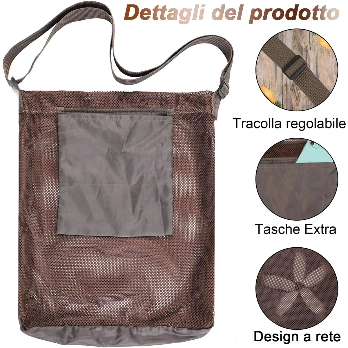 WADY Borsa per la Caccia ai Funghi e Raccolta della Frutta con Custodia Reticulata di Grande Capacità e Tracolla Regolabile