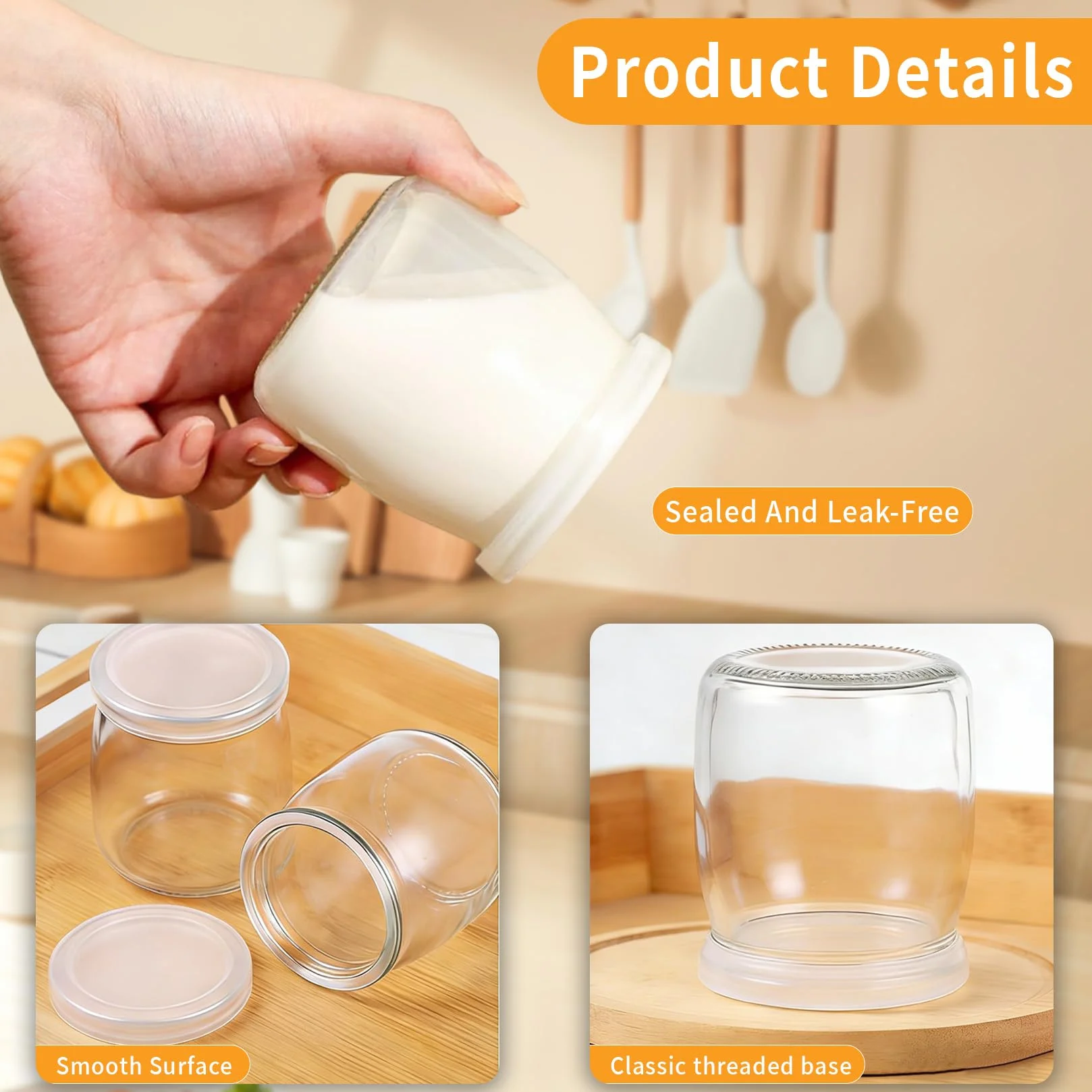 12 Pz Vasetti per Yogurt con Coperchio, 200 ml Barattolo Vetro con Coperchio, Bicchieri da Yogurt Trasparenti, Bicchieri da Dessert in Vetro per dessert, marmellata, muesli, mousse