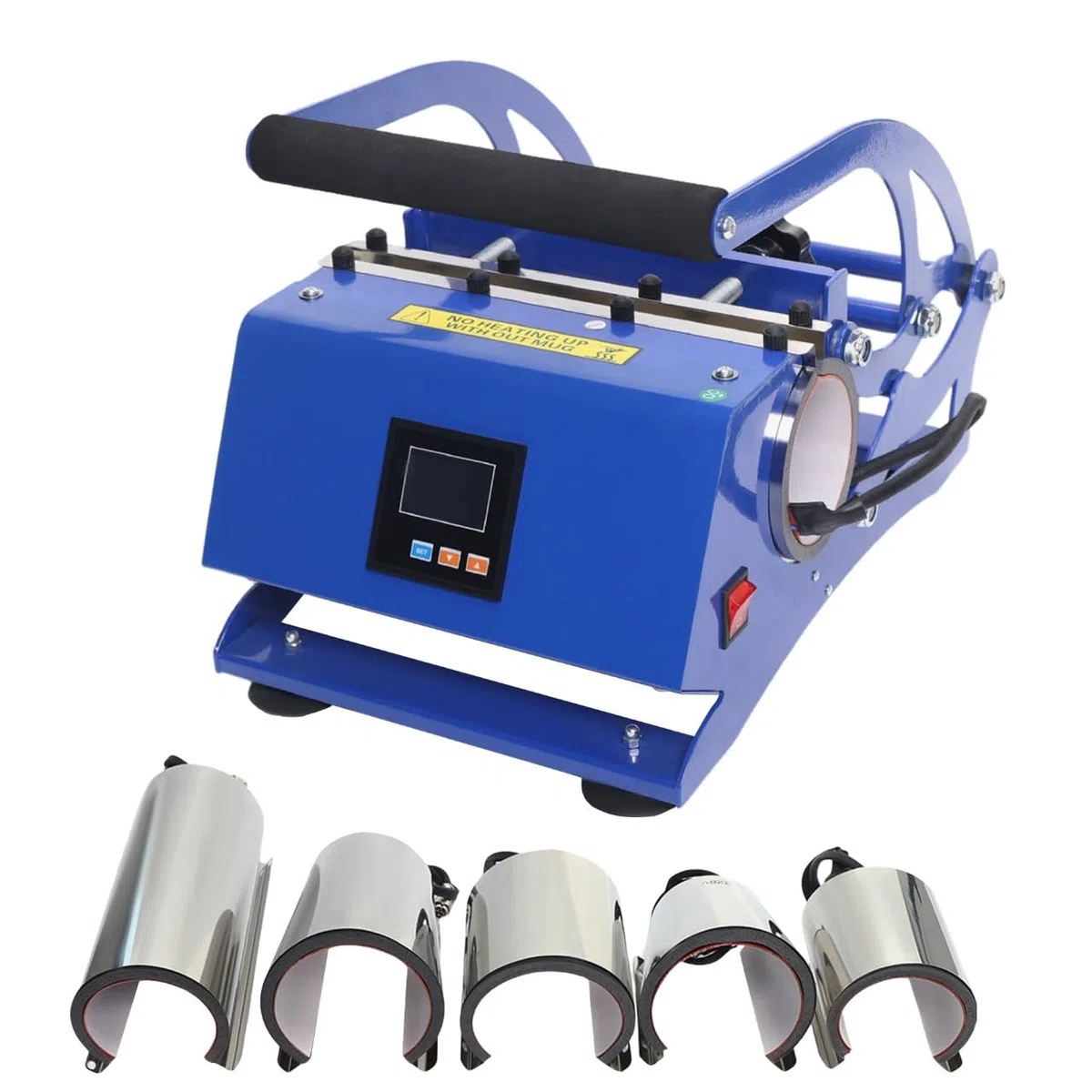 Pressa per tazze, 600 W, pressa a sublimazione 6 in 1, pressa a caldo, 0 – 200 ℃ con 6 sottobicchieri, macchina multifunzione per tazze, in lega di alluminio per caffè