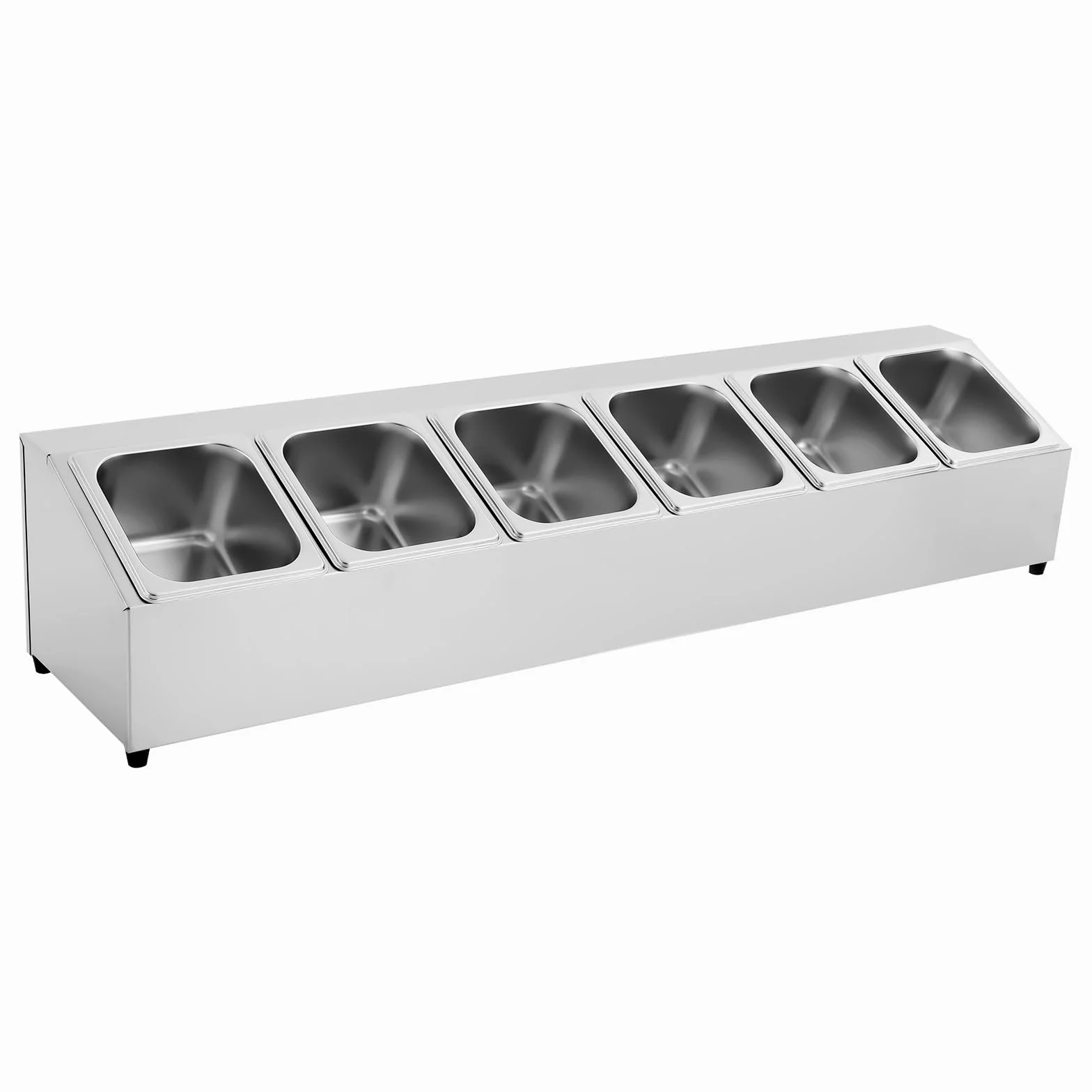 Contenitore GN per ingredienti in acciaio inox (6 contenitori GN con 6 coperchi abbinati), 104 x 22,5 x 22 cm, per ristoranti, negozi caldi, negozi di tè al latte, negozi di frutta