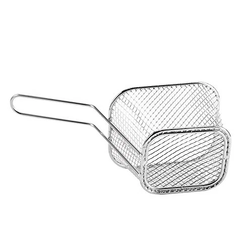 8 mini cesti per patatine fritte in acciaio inossidabile, cestello per fritte, scolapasta per friggere, cestello per friggitrice, strumento da per presentazione di cibo.