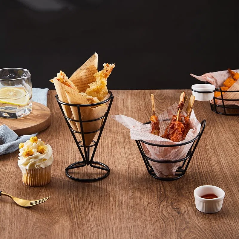 Supporto per Patatine Fritte, 4PCS Cuoppo per Fritti Porta Coni per Fritti Conico Stand per Patatine Fritte Finger Food Contenitori Supporto Conico per Patatine Fritte Supporto per Spuntini