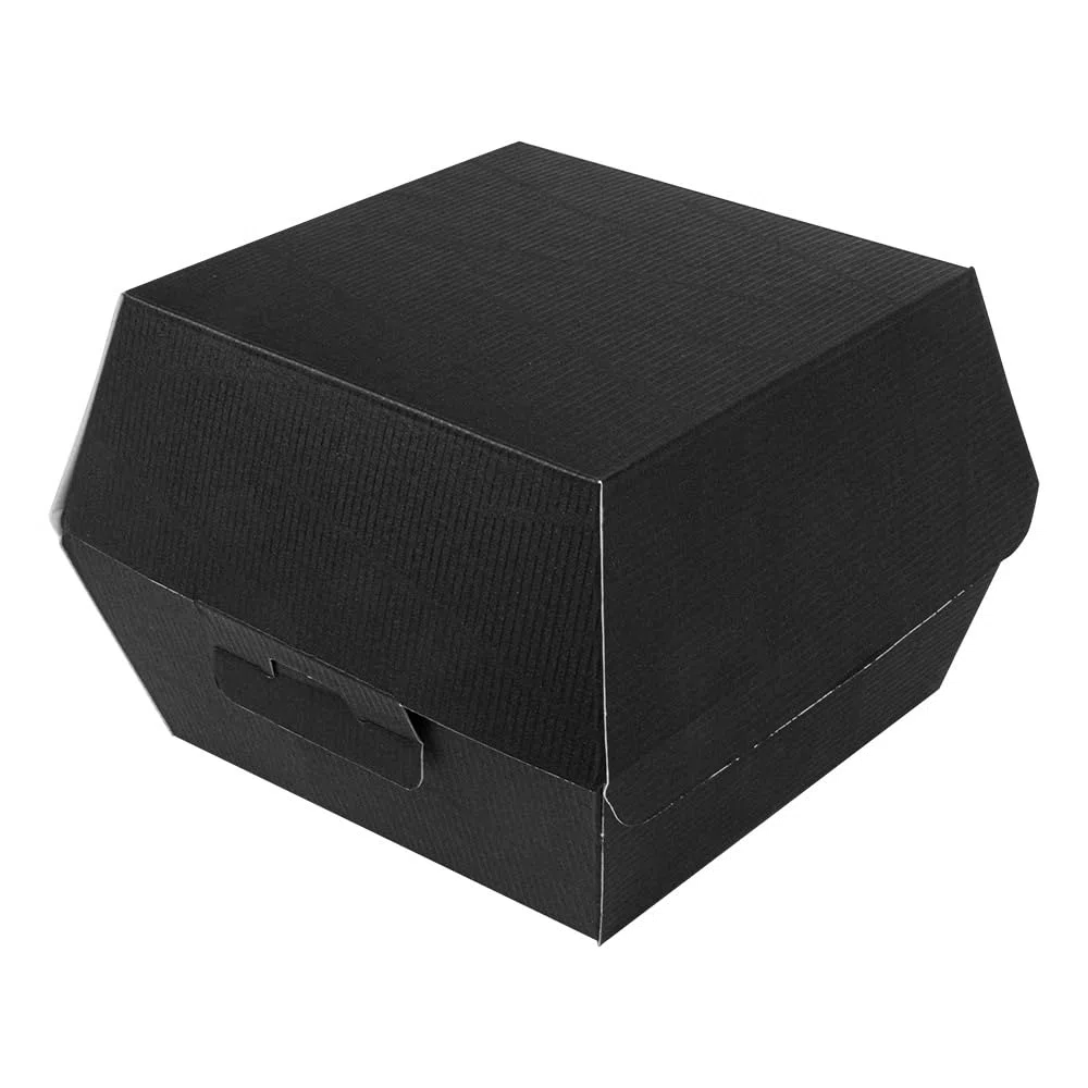 50 pezzi - Conchiglie Hamburger 'Thepack' 230 G/M2 14,4 x 13,6 x 9,2 cm (L+) Nero Cartone Ondulato Nano-Micro