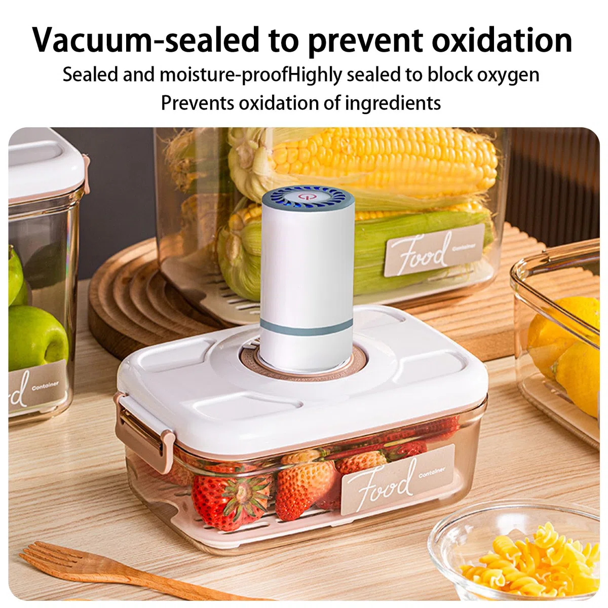 Contenitore per alimenti sottovuoto da 1,2 l, con pompa per vuoto elettrica Gen, materiale per uso alimentare, organizer rettangolare per frigorifero, per la preparazione e la conservazione dei pasti
