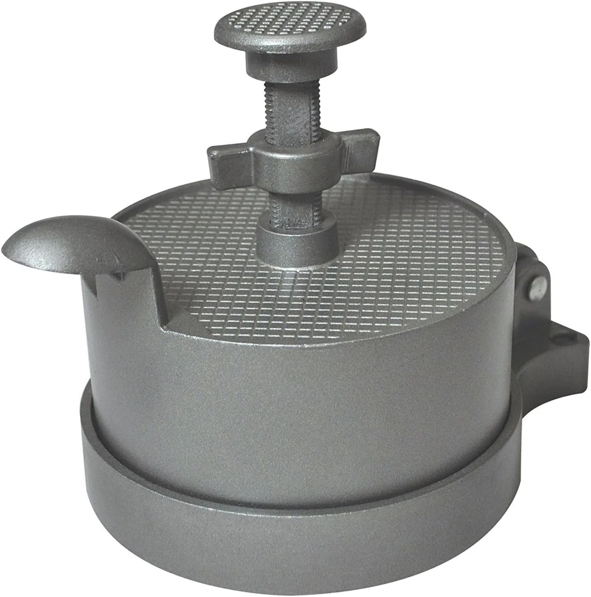 CKB LTD Pressa per hamburger, grande, manuale, regolabile, antiaderente, liscia, per hamburger fatti in casa, include 100 fogli di carta cerata 13 x 13 x 21 cm, alluminio (argento)