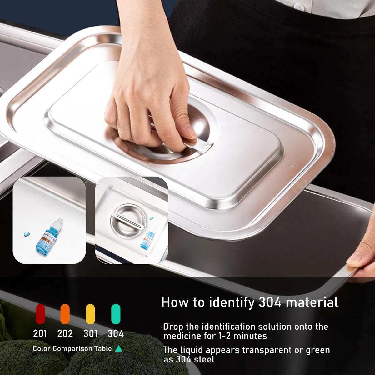 SUNOYA Contenitori Acciaio Inox, Contenitori In Acciaio Inox Con Coperchio E Fori Forati, Tavolo A Vapore In Acciaio Inossidabile, Acciaio Con Coperchio Per Lavare E Conservare Gli Alimenti
