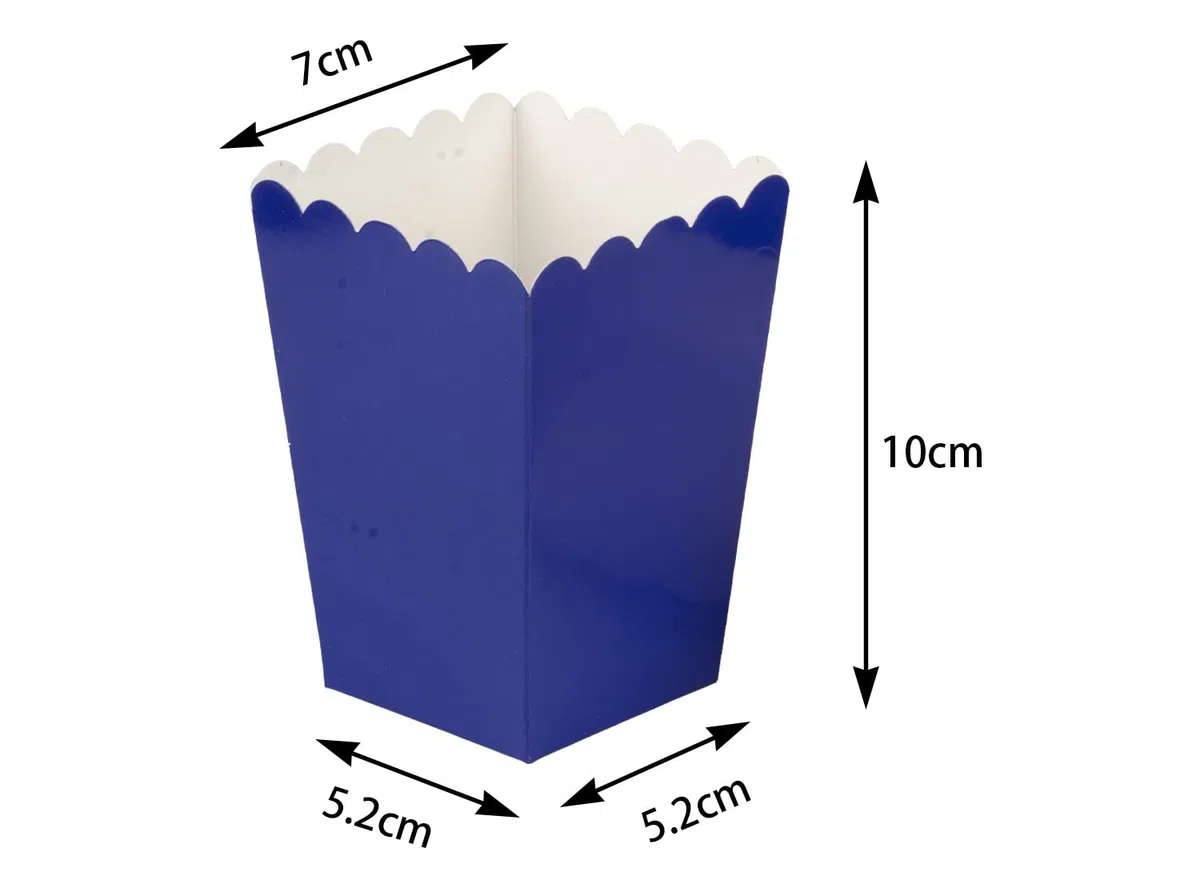 CC wonderland zone 24 sacchetti popcorn blu navy, scatole per popcorn piccole, mini contenitori per popcorn, scatole per popcorn blu in carta per feste