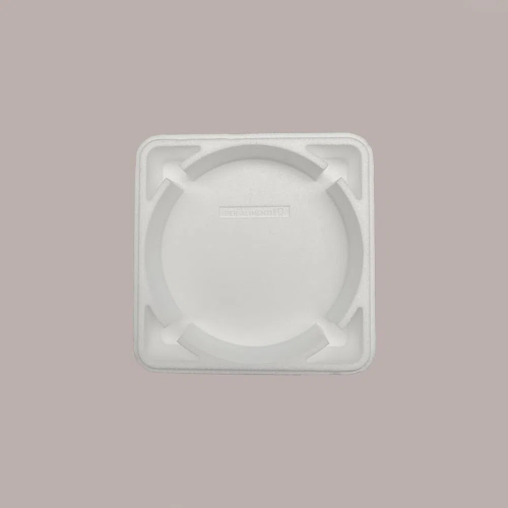 Lucgel Termoscatola Quadrata con Interno Tondo Polistirolo Torte Gelato Semifreddi Dm interno 20,5 cm (Dm 22 esterno) - 4 Pezzi -