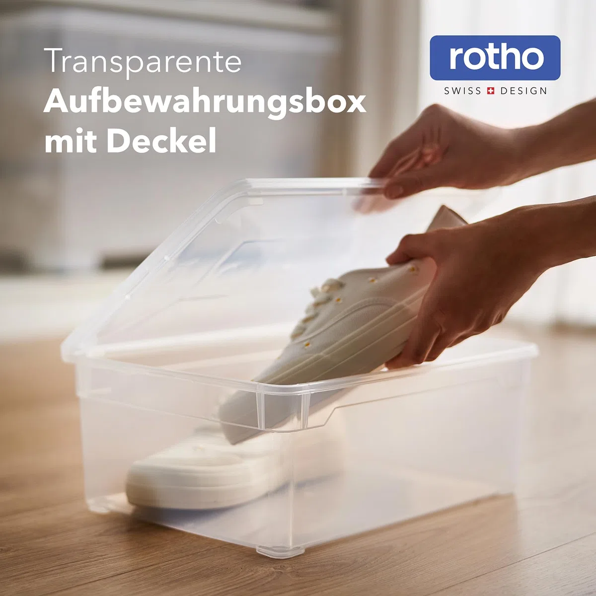 Rotho CLEAR Box Set 6 pezzi contenitori 10 L con coperchio, impilabili, 36×26×14 cm, trasparente blu