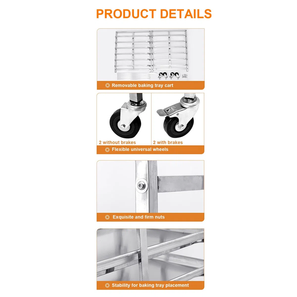Rack commerciale in acciaio inox per panetteria con ruote freno, vassoio di raffreddamento per impasti pesanti per pizza per cucina, ristorante, caffetteria