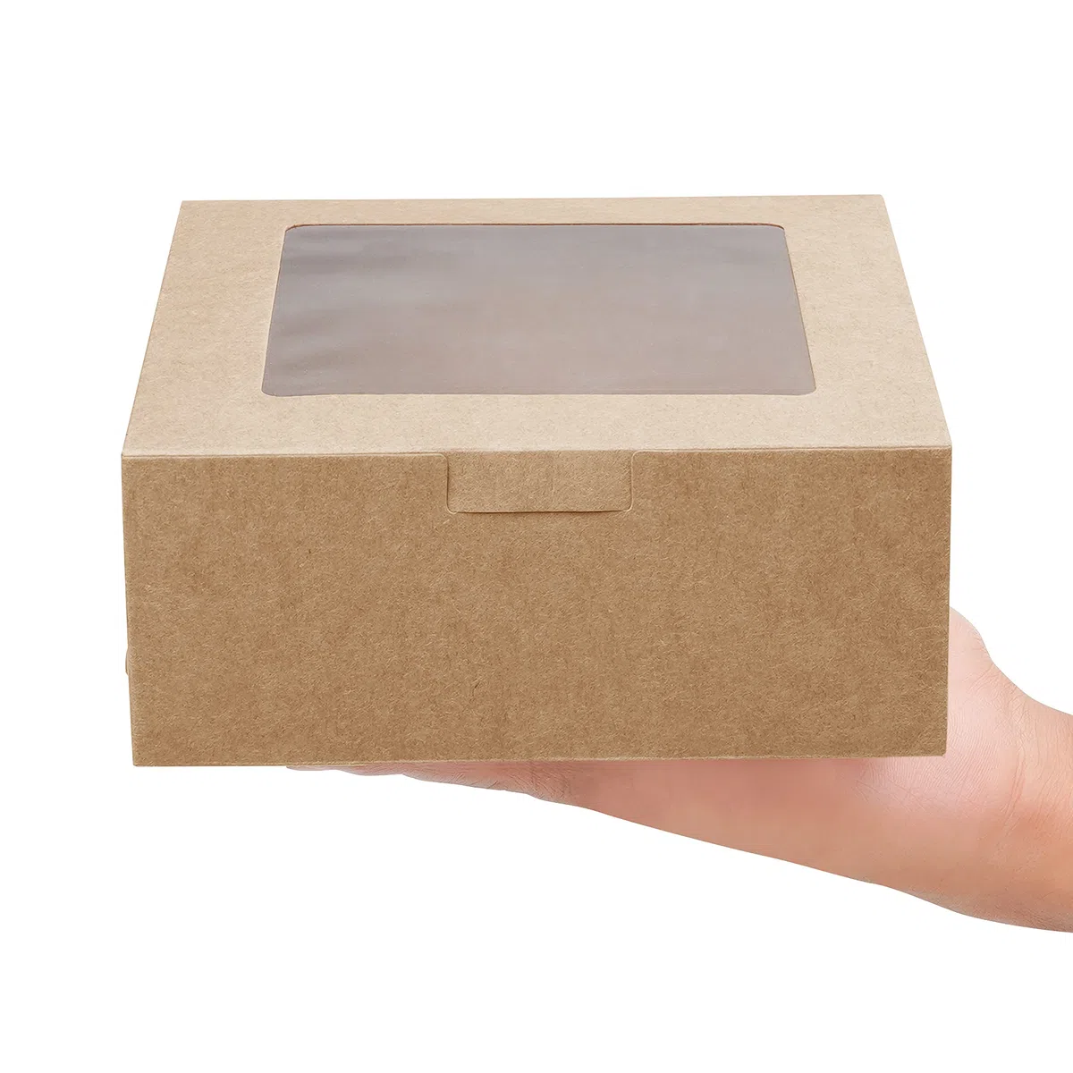 BELLE VOUS Scatole per Dolci in Cartone Kraft Marrone con Finestra (50 Pezzi) -15,2 x 15,5 x 6,3 cm - Scatole per Torte USA e Getta - Biscotti, Cupcakes, Dessert e Torte