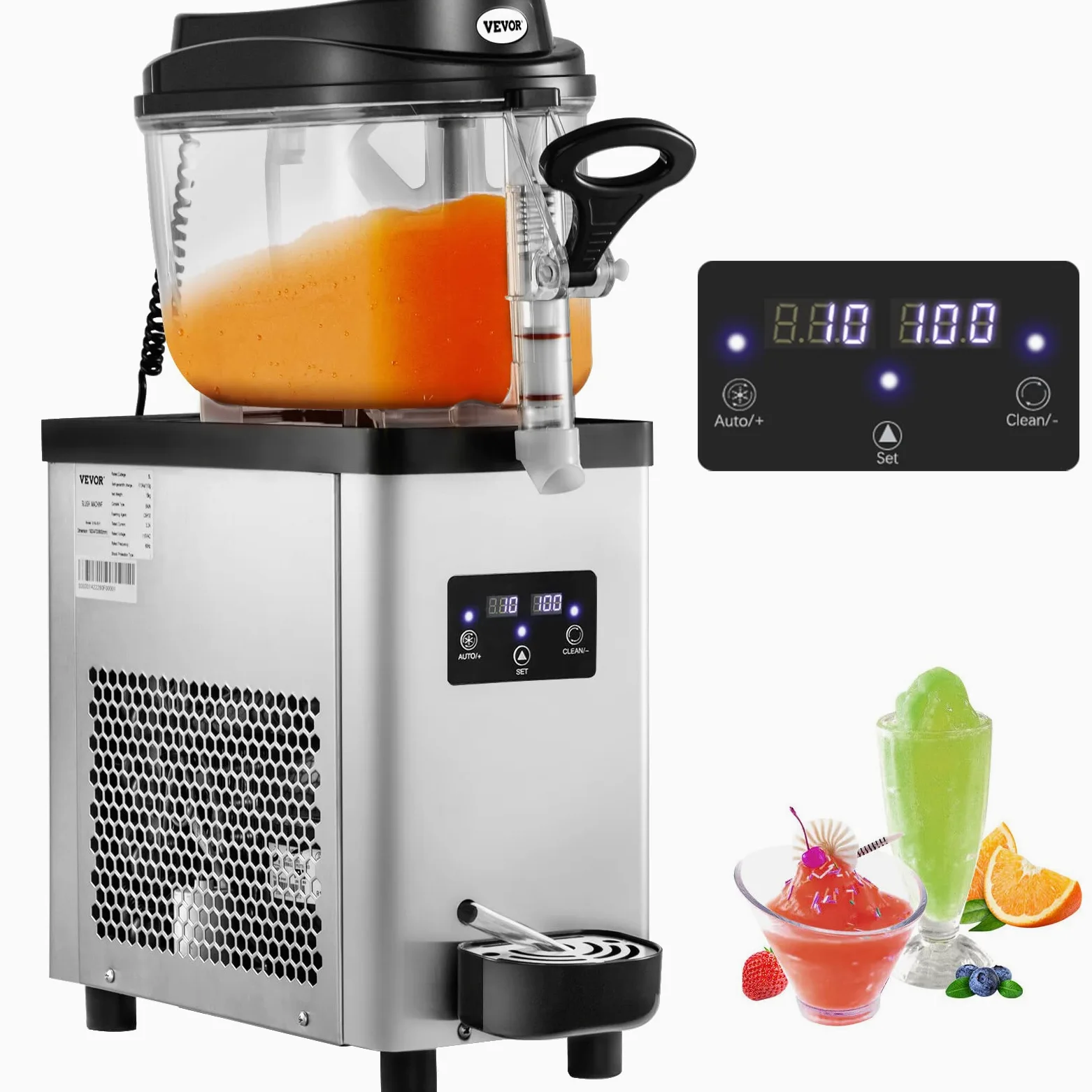 VEVOR Macchina in granito da 6 l, macchina in granito in acciaio inox per bevande congelate, potenza di 300 W in nero, uso per bevande congelate in ristorante, hotel o bar