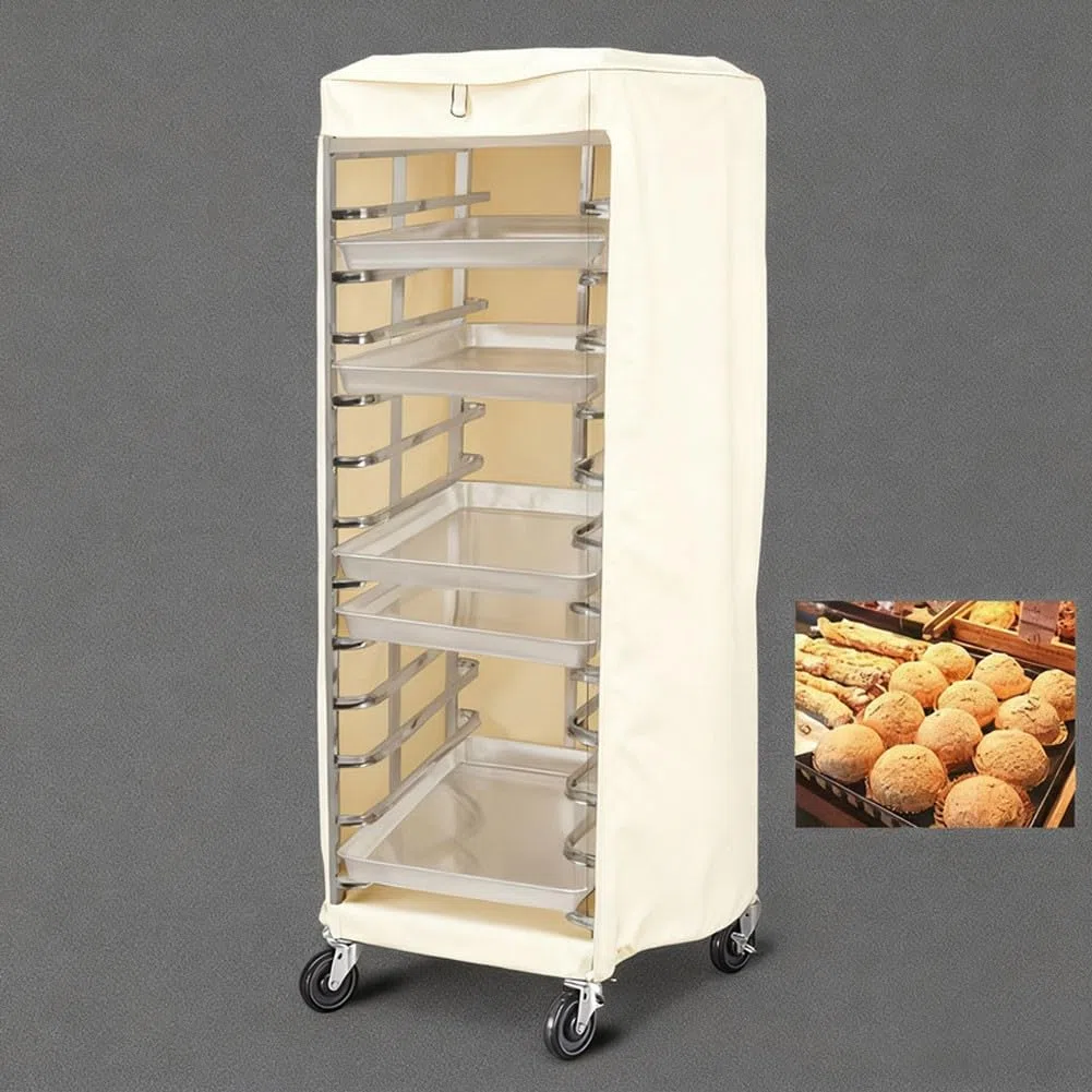 Copertura per panetteria, impermeabile, resistente alla polvere, tessuto Oxford 420D, 58,4 x 71,1 x 162,6 cm, ottimizzata per rack standard (metri bianchi)