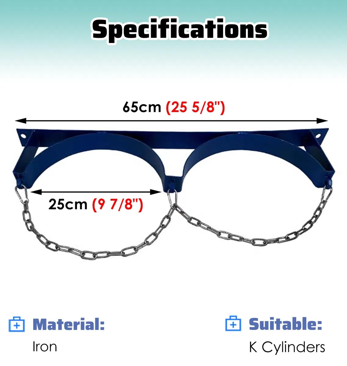 Supporto per Bombola Grande Supporto per Bombola di Ossigeno da 10" di Diametro Montato a Parete, Rastrelliera Portaoggetti per Bombola di Propano Sospesa, Regolatore per Bombola di Azoto Montato a Fo