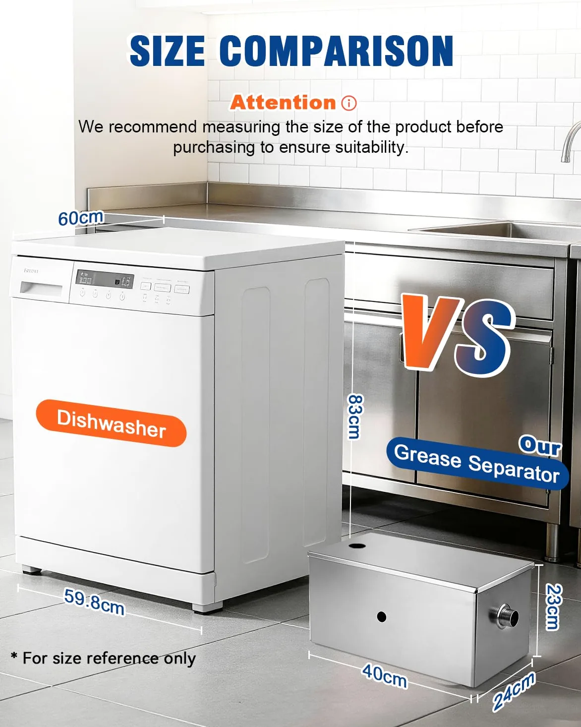 YUCHENGTECH Separatore di Grasso Commerciale 22L Trappola per Grassi in Acciaio Inox Intercettore per Grasso Filtro Separatore di Acqua per Olio per Ristorante, Mensa, Cucina 40x24x23cm