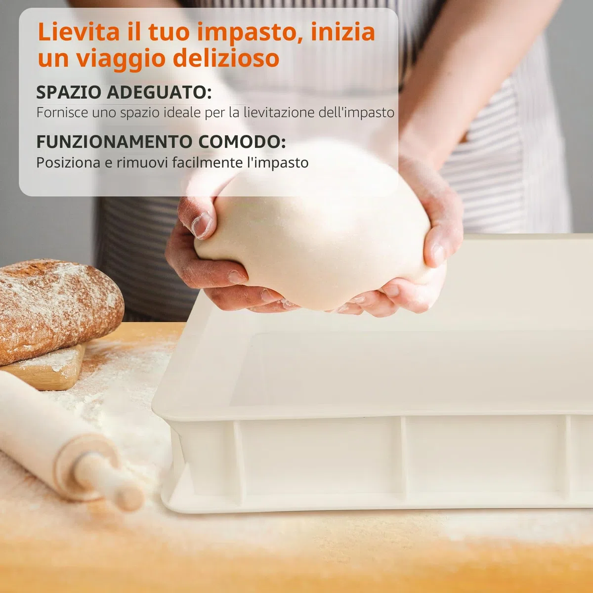 Cassetta Lievitazione Pizza - Contenitore Alimentare Impilabile 30x40x10 cm, per Pane, Pizza, Impasto
