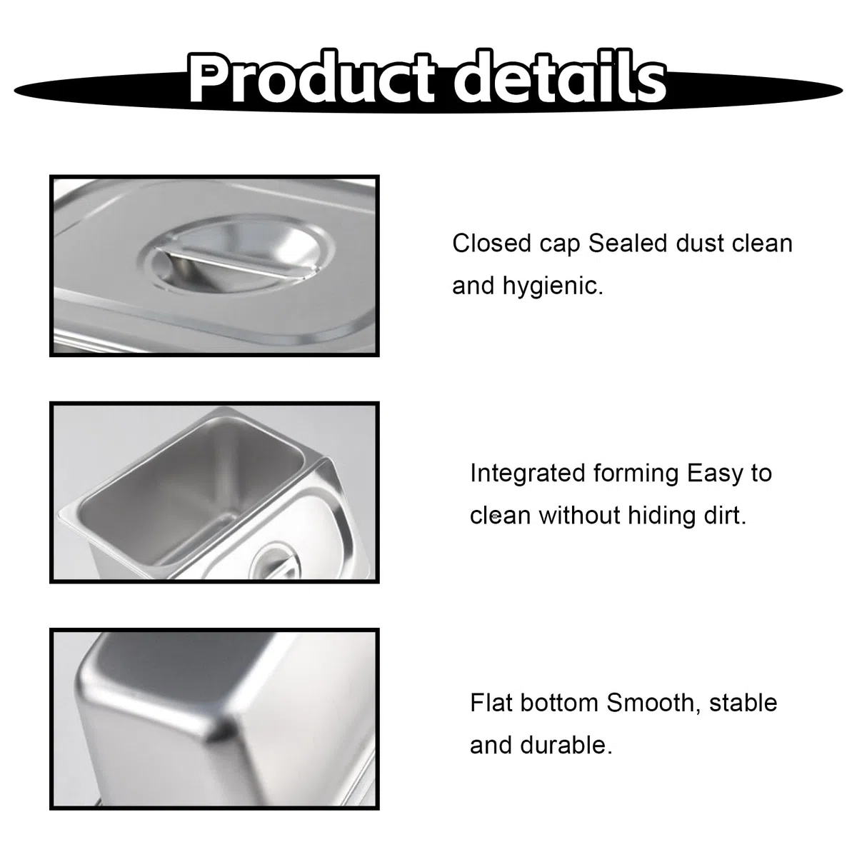 Gastro Contenitore con coperchio: set da 4 pezzi, spessore 0,8 mm, elettrolitico, in acciaio inox, 176 x 108 x 100 mm, impilabile, contenitore con coperchio, per cucina e buffet
