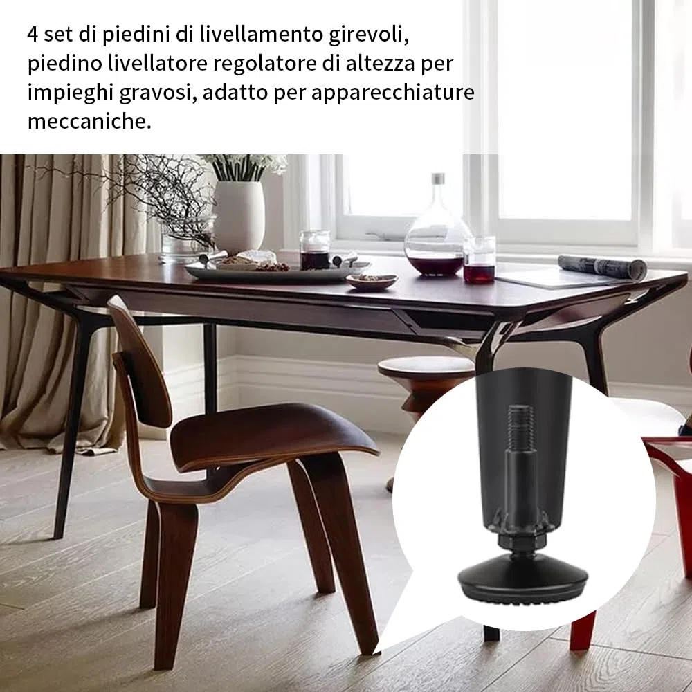 BORDSTRACT 4Pcs M14 Piedini di livellamento, livellatori filettati regolabili,piedi di livellamento a macchina resistenti per il banco di lavoro, attrezzatura meccanica (D60*M14*80)
