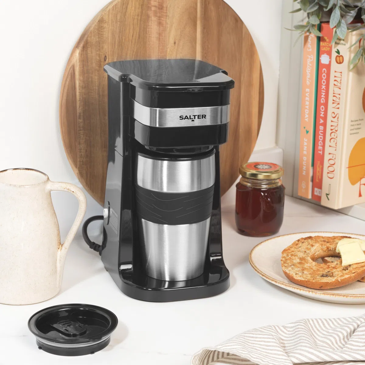 Salter Macchina da Caffè Monodose con Tazza Termica 420 ml – Coffee Maker con Filtro Lavabile Riutilizzabile, Caffè Americano da Viaggio Pronto in 3-4 Minuti