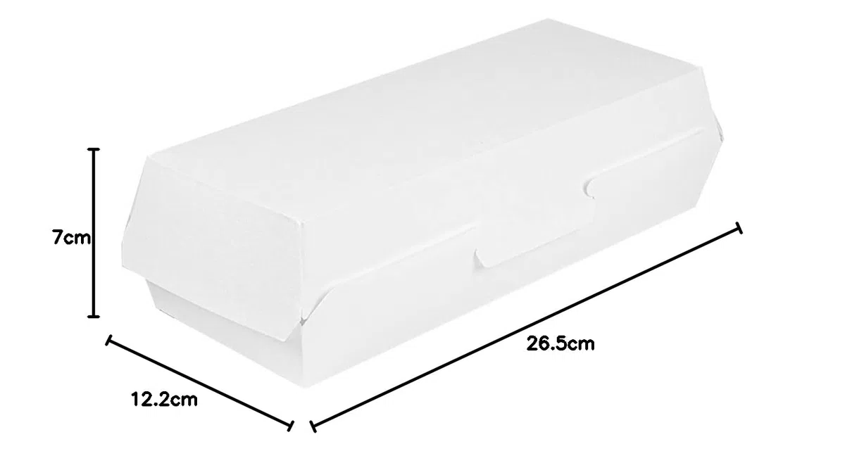 50 unità – Scatole "Panini" 'Thepack' 230 G/M2 26,5 x 12,2 x 7 cm bianco cartone ondulato Nano-Micro