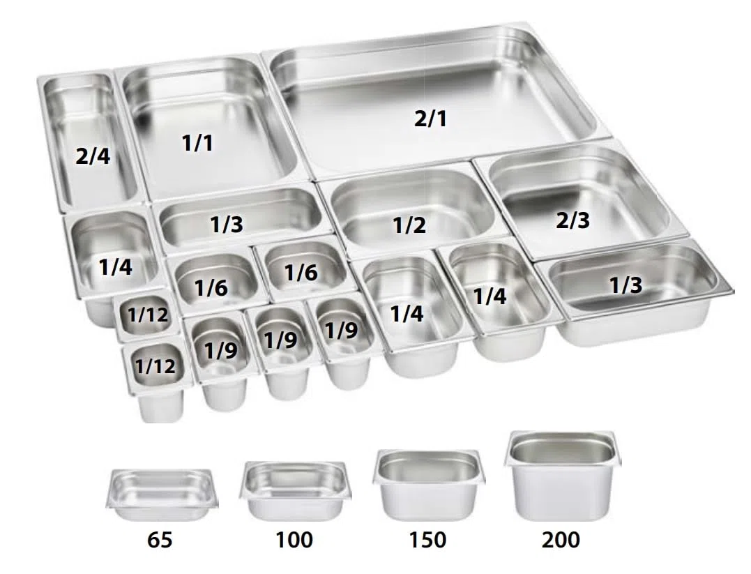 Contenitore GN 1/1 in acciaio inox 530 x 325 mm, impilabile e antiruggine, contenitore GN, accessori per la ristorazione, eventi e catering, in robusto acciaio da 0,7 mm, (150 mm – 21 L)