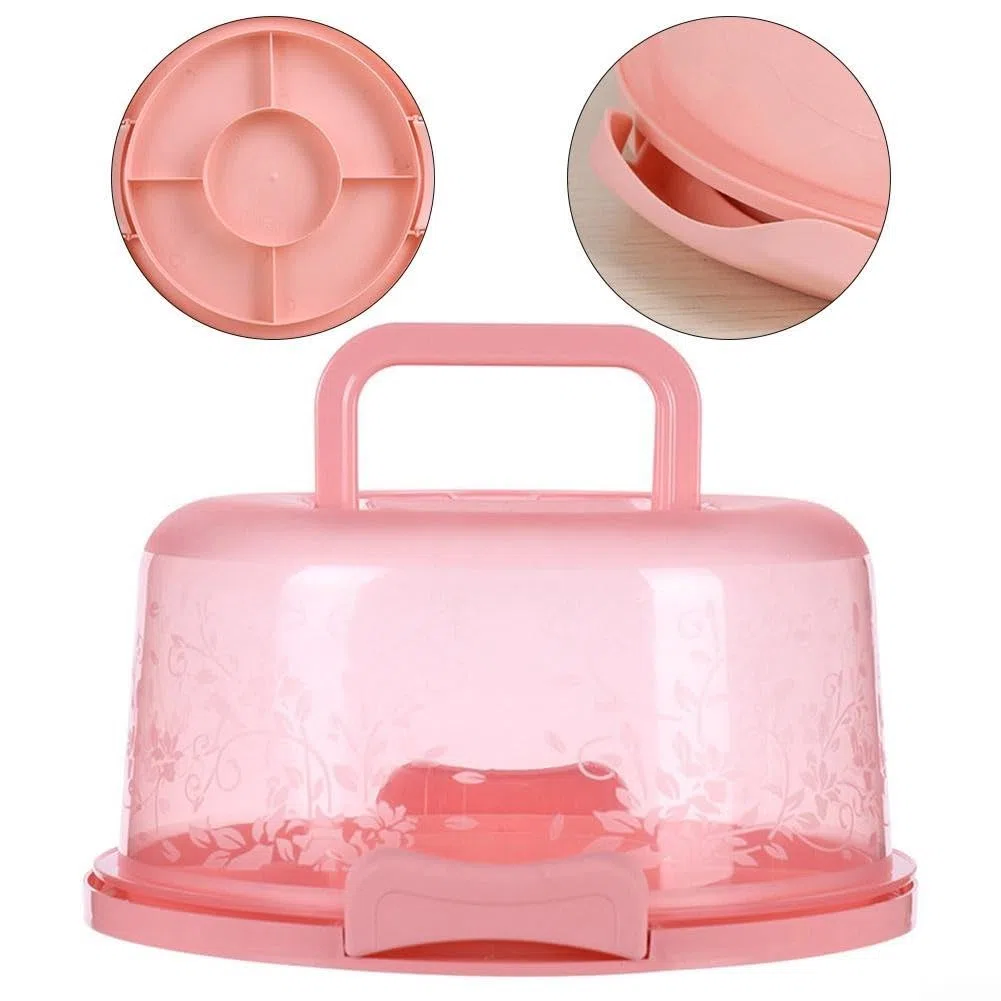 Porta torte sicuro con manico e coperchio trasparente bloccabile, perfetto per trasportare torte, cupcake, torte e altri dolcetti da forno
