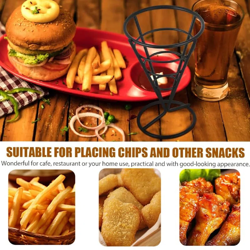 Supporto per Patatine Fritte, 4PCS Cuoppo per Fritti Porta Coni per Fritti Conico Stand per Patatine Fritte Finger Food Contenitori Supporto Conico per Patatine Fritte Supporto per Spuntini
