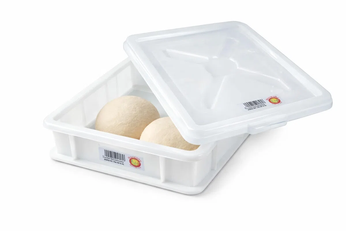 Bacinella Pizza con Coperchio 30x40x10 cm – Contenitore per Impasto Pizza e Pane – Cassetta Lievitazione Alimentare per Pizzeria e Casa