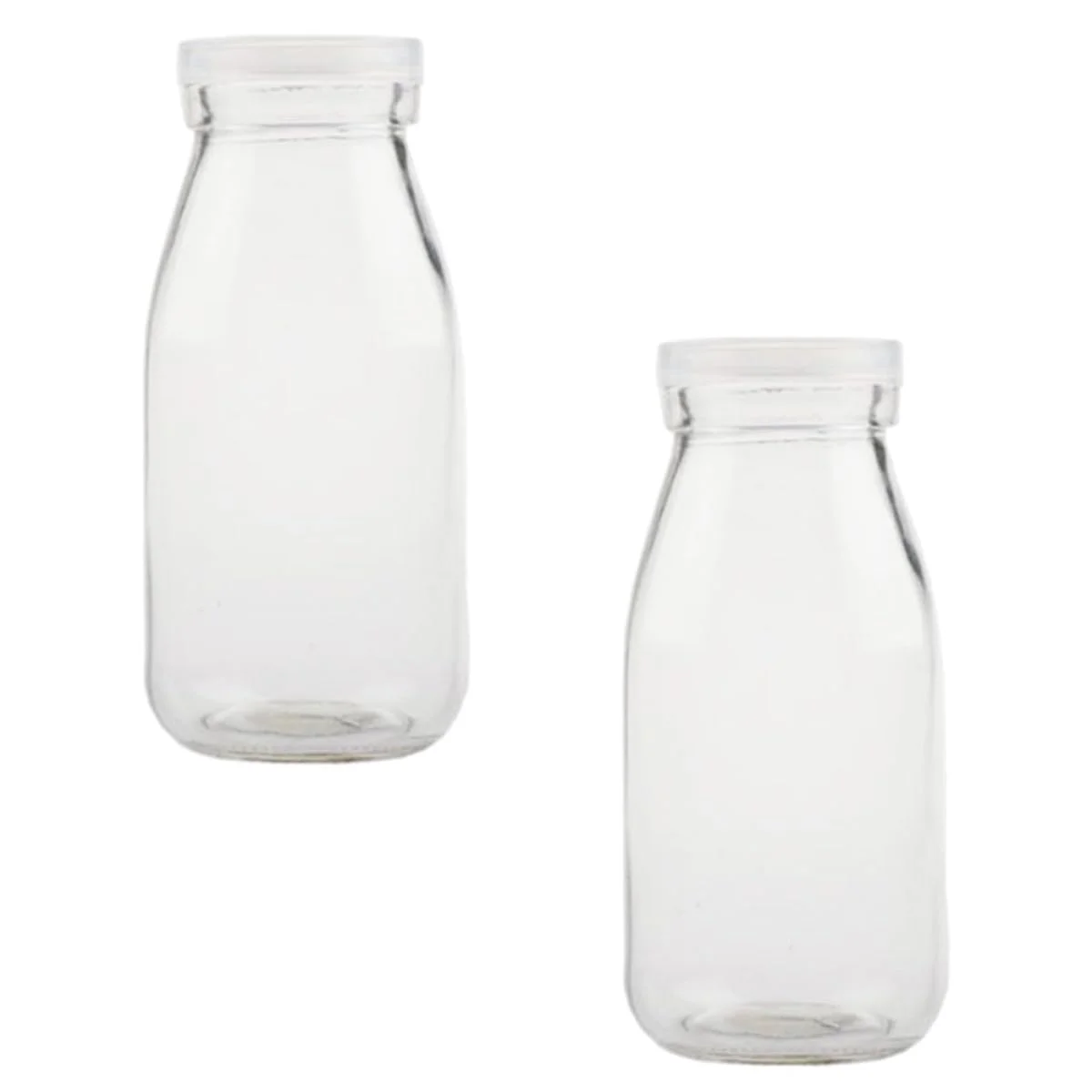 Toyvian Set 2 Bottiglie per Latte da 250ml in Vetro e Plastica Coperchio, Facili da Trasportare e Buona Tenuta, per Famiglie e Ristoranti