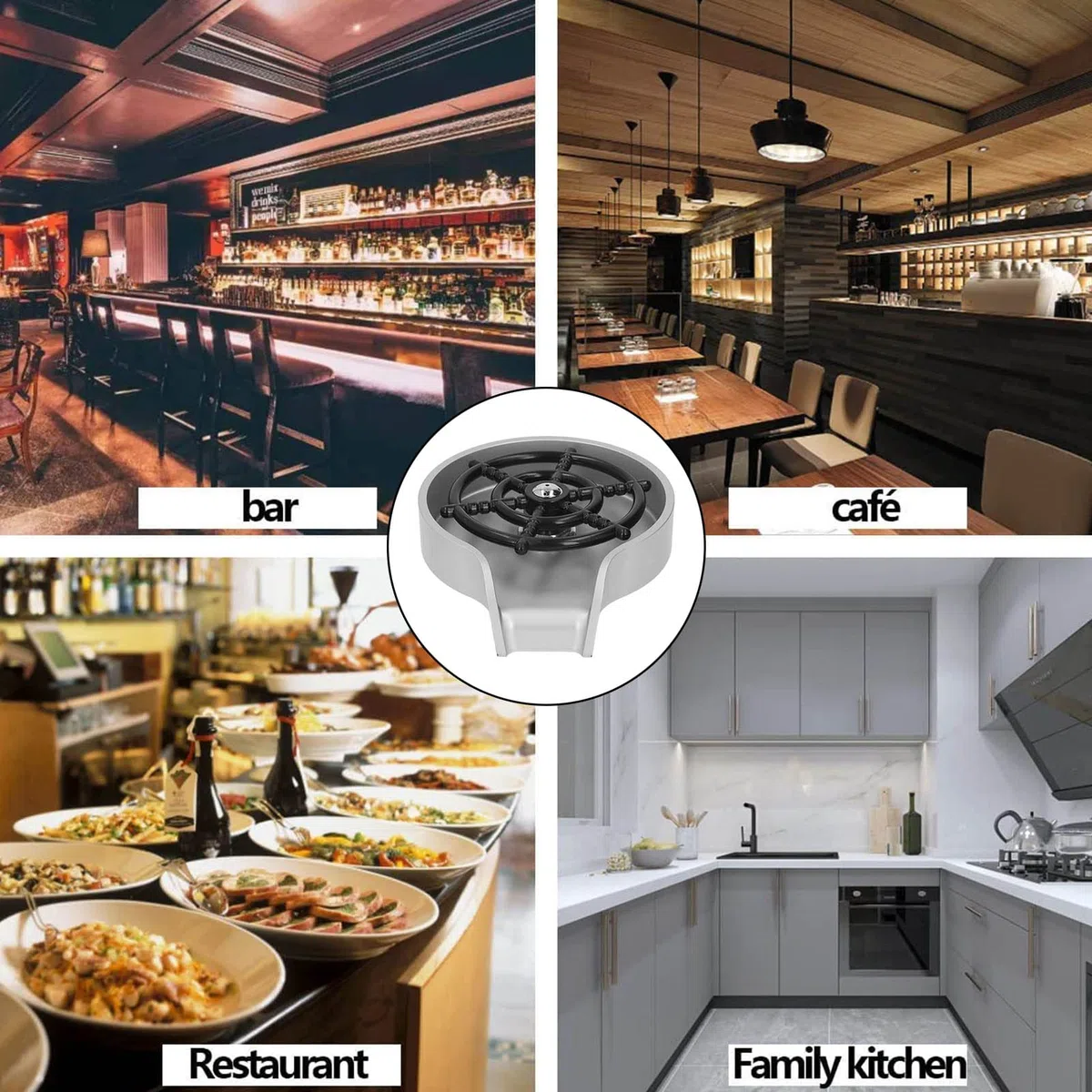 Lavatazze Automatico Veloce, Lavatazze a Pressione, Sciacquatrice in Vetro Per Rubinetto in Metallo Ad Alta Pressione Per Lavello della Cucina Lavello del Bar del Ristorante di Casa(argento)