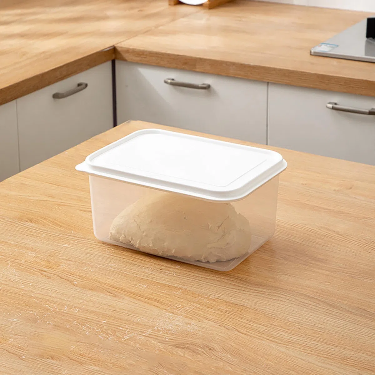 Geardeangloow Contenitore trasparente per la lievitazione dell'impasto della pizza, grande capacità, per cucina, frigorifero, pane, 4 l, trasparente