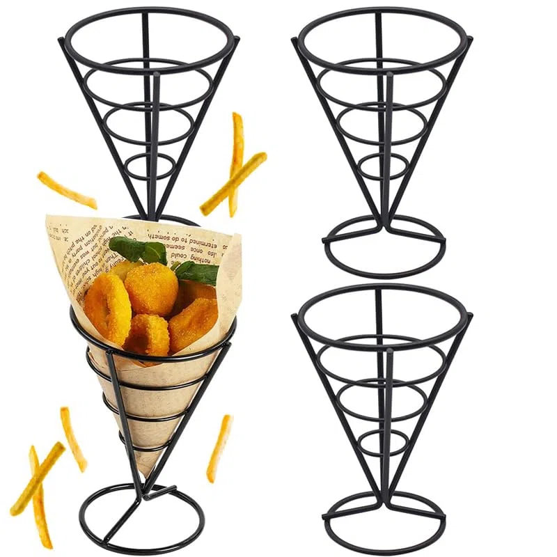 Supporto per Patatine Fritte, 4PCS Cuoppo per Fritti Porta Coni per Fritti Conico Stand per Patatine Fritte Finger Food Contenitori Supporto Conico per Patatine Fritte Supporto per Spuntini