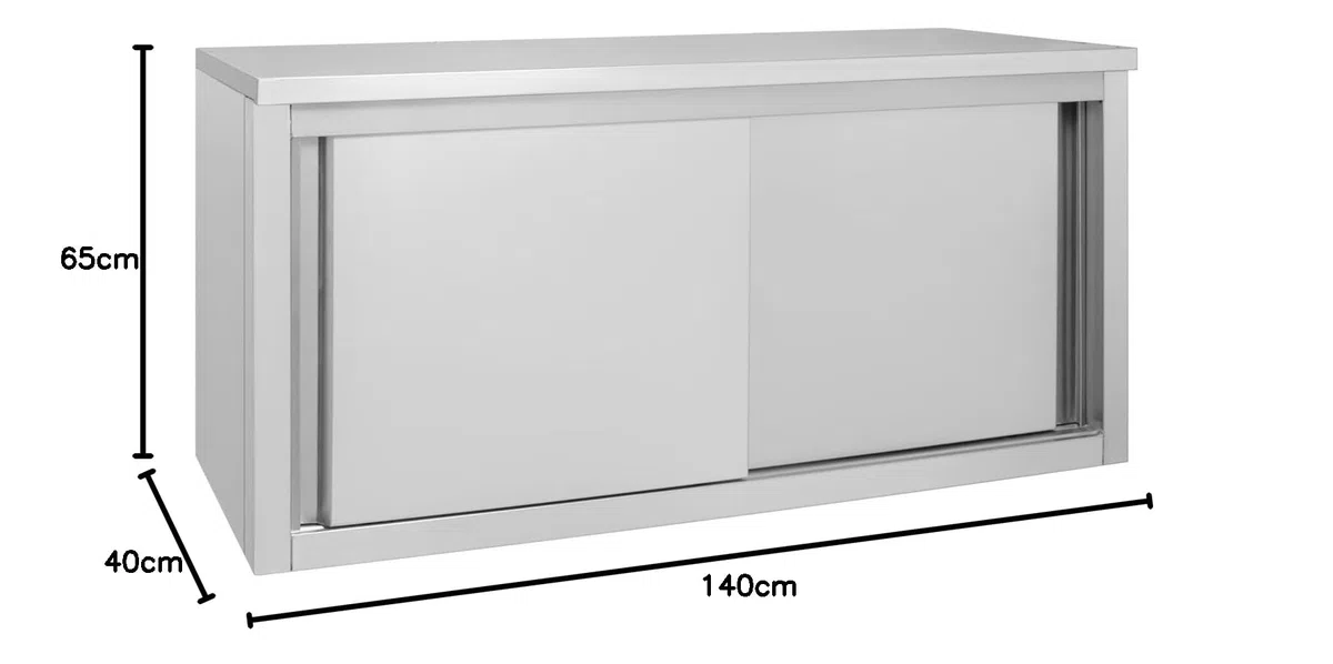 METRO Professional Armadio pensile per cucine professionali GWCB1140, acciaio inox, 140 x 40 x 65 cm, con 2 porte scorrevoli, argento