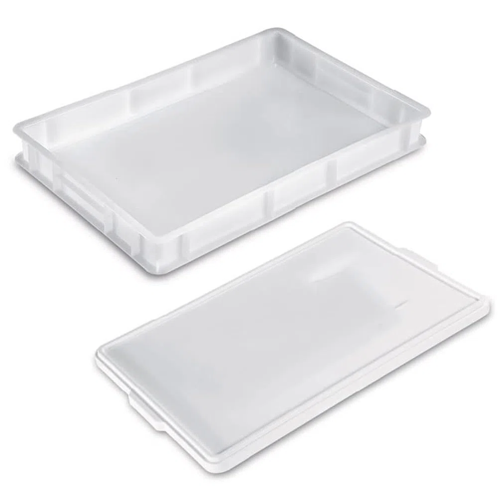 Cassetta con Coperchio portaimpasti palline Pizza Pane panette 60x40x7 certificata per alimenti VASCHETTA DA FRIGO litri 12 professionale impilabile sovrapponibile PIZZERIA CASEIFICI